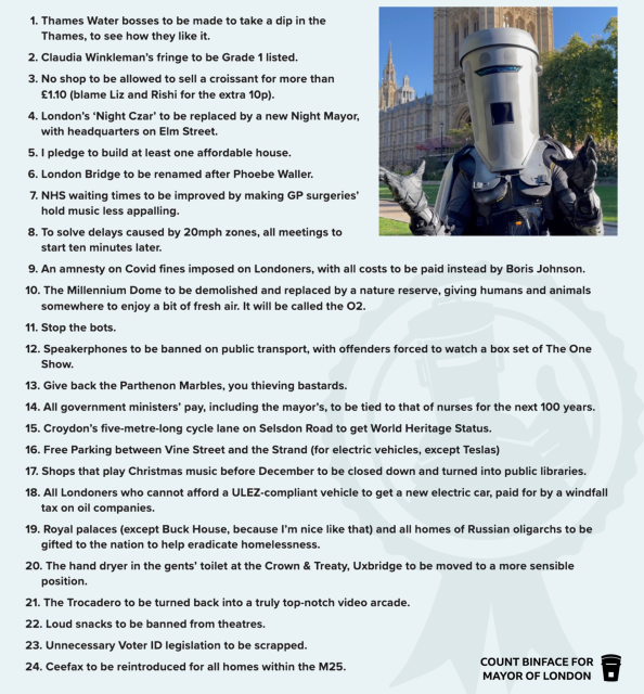 This photo is a screengrab of Countbinface’s 2024 manifesto, which is available at countbinface.com