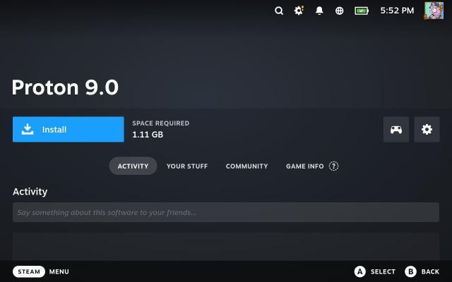 Proton 9.0 about to be installed on Steam Deck