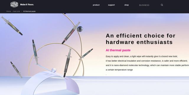 Cooler Master AI thermal paste - website screenshot