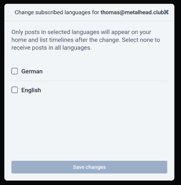In the pop up dialog, select all languages  that you want to subscribe to. 