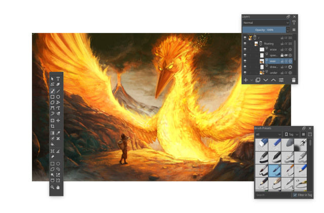 Krita, KDE's design and painting app.