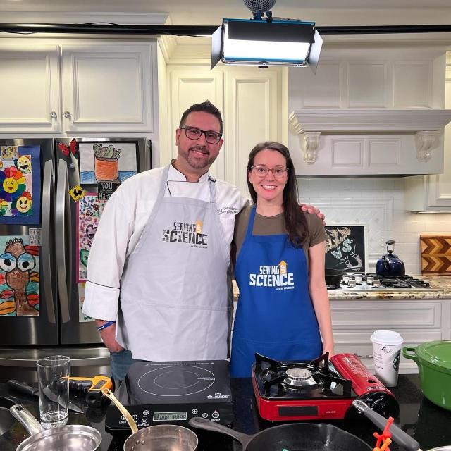 Chef Chris Galarza and me in the kitchen.