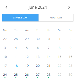 A calendar control from an app, where the week runs Monday through Sunday, instead of the standard Sunday through Saturday.  This was done presumably because someone thought it would save time to have the Monday, the start of the working week, as the leftmost column.