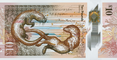 The otters on the reverse, in sepia tones.