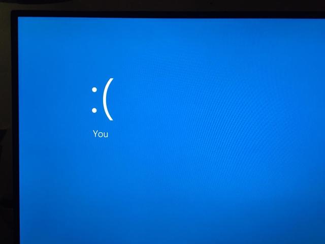 Windows blue error screen with only
:(
You