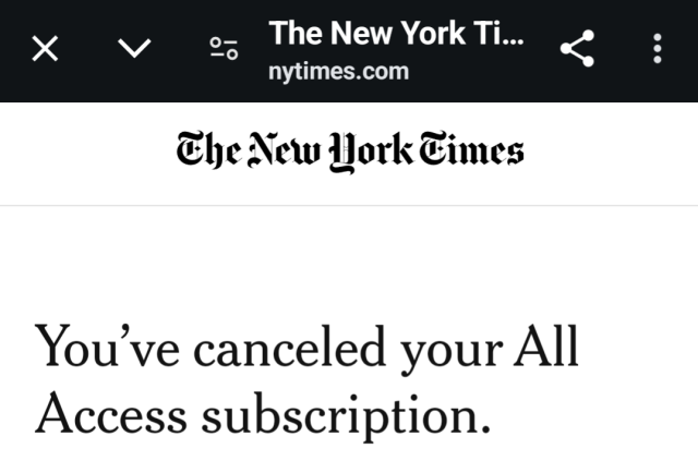 I've cancelled my subscription to the NYTimes.