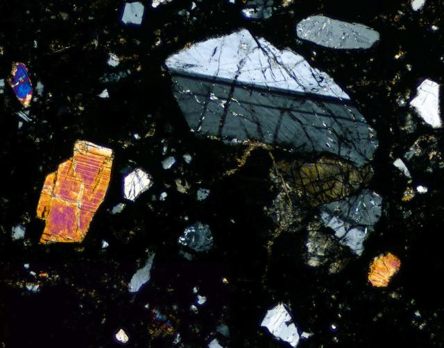 Northwest Africa (NWA) 8171 Meteorite Thin Section microphotograph.

Solar Anamnesis, CC BY-NC-SA 2.0 via Flickr: https://flic.kr/p/Ywo4pW