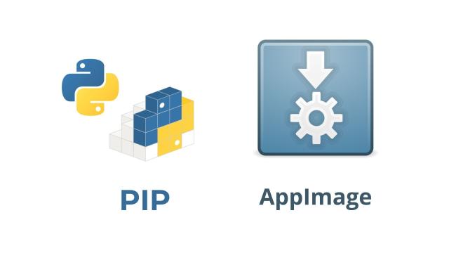 Python PIP and AppImage logo side-by-side on a white background.