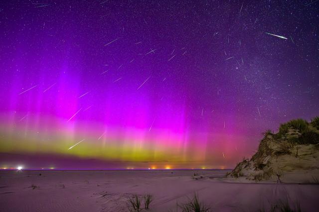 "Aurora and perseids."

Stephan Sprinz, CC BY 4.0, via Wikimedia Commons.