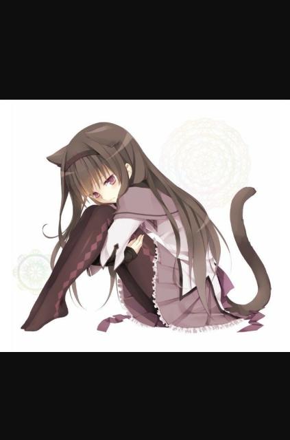 the original artwork used as the background of the stamp it's a brownhaired anime girl with a cattail and catears sitting down and looking at the camera