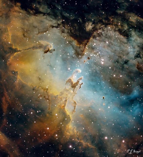 "Pillars of Creation AKA Eagle nebula/M16."

PJ Singh, CC BY 2.0 via Flickr: https://flic.kr/p/2qbWfia