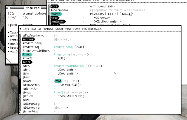 Macro definitions formatted automatically, visible in left.