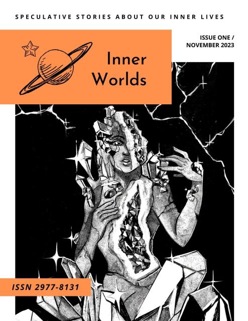 Issue one covers with orange banner and a black and white image of a person made of crystal