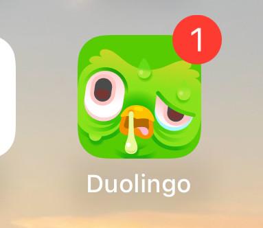 Duolingo app icon, but… ill? 