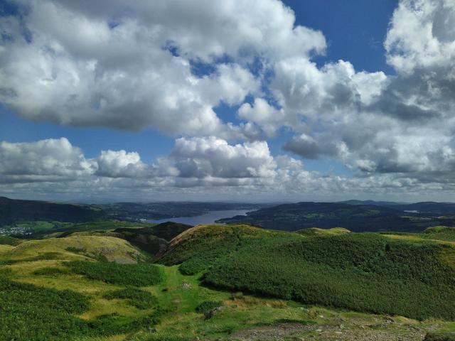 View from top of Loughrigg Fell looking south to Windermere.