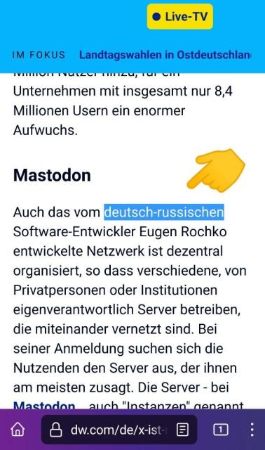 Bei Mastodon wird in dem Artikel erwähnt, dass es vom deutsch-russischen Entwickler stammt