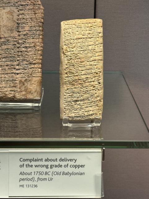 The famous complaint about the wrong delivery of copper.