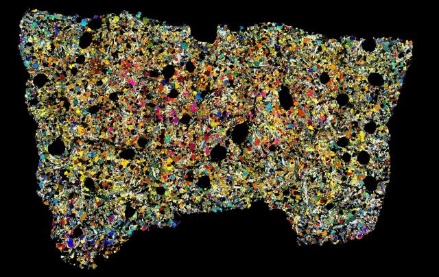 Thin Section of the Ibitira Meteorite in Cross Polarized Light.

Solar Anamnesis, CC BY-NC-ND 2.0 via Flickr: https://flic.kr/p/PM2QMV