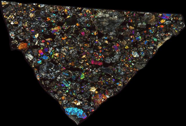 Julesburg Meteorite Thin Section - XPL HDR Pathscan Enabler.

Solar Anamnesis, CC BY-NC-SA 2.0 via Flickr: https://flic.kr/p/2hiNHCV