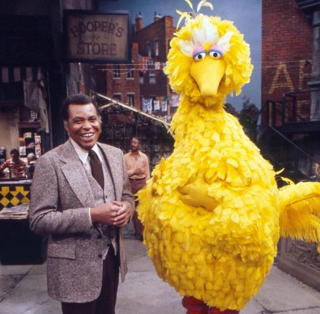 James Earl Jones standing next to Big Bird. Credit: Sesame Street