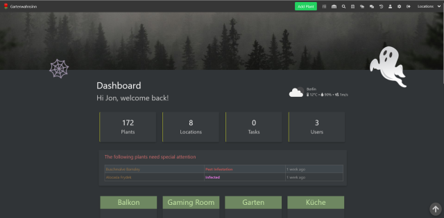 Spooky forest theme dashboard