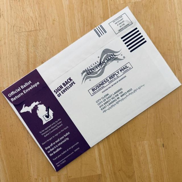 Absentee ballot ready to mail