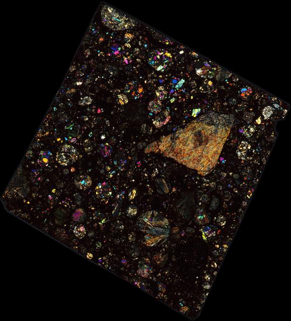 Northwest Africa (NWA) 533 Meteorite Thin Section - XPL HDR Pathscan Enabler.

Solar Anamnesis, CC BY-NC-SA 2.0 via Flickr: https://flic.kr/p/2hjnUYG