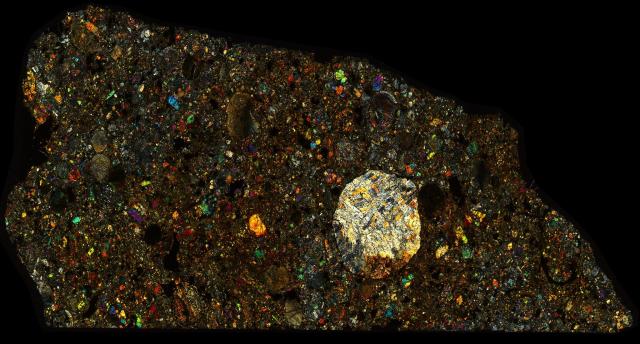 Northwest Africa (NWA) 11344 Meteorite Thin Section - XPL HDR Pathscan Enabler.

Solar Anamnesis, CC BY-NC-SA 2.0 via Flickr: https://flic.kr/p/2i9feLZ