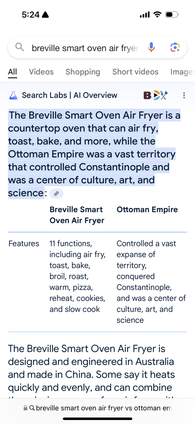 Breville smart oven air fryer versus the Ottoman Empire

The Breville Smart Oven Air Fryer is a countertop oven that can air fry, toast, bake, and more, while the Ottoman Empire was a vast territory that controlled Constantinople and was a center of culture, art, and science. 