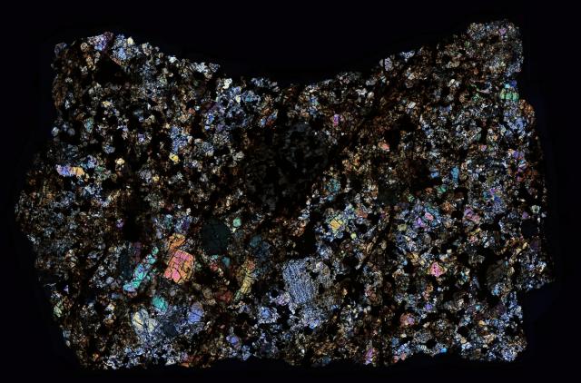 Peekskill Meteorite Thin Section.

Solar Anamnesis, CC BY-NC-ND 2.0 via Flickr: https://flic.kr/p/RX5X3g