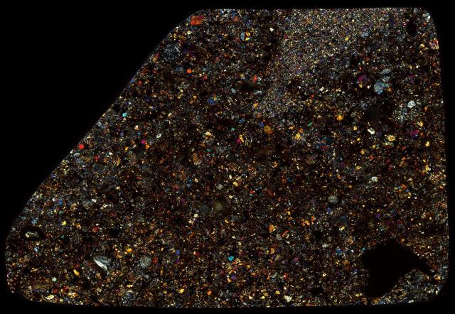 Oum Dreyga Meteorite Thin Section - XPL HDR Pathscan Enabler.

Solar Anamnesis, CC BY-NC-SA 2.0 via Flickr: https://flic.kr/p/2iaEEye