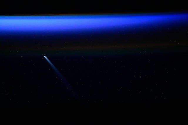 "Comet C-2023 A3 pictured from the International Space Station."

NASA Johnson Space Center, Public domain, via Wikimedia Commons.