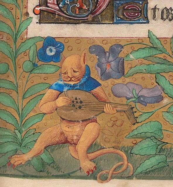 Melancholic pussy-cat. book of hours, France 15th century. Beinecke Rare Book and Manuscript Library, MS 662, fol. 21r.
#medieval #MedievalArt