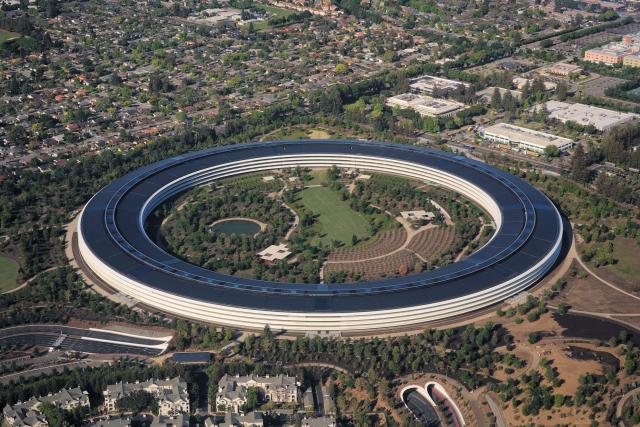 Aerial view of Apple Park, the corporate headquarters of Apple Inc., located in Cupertino, California.

By Daniel L. Lu (user:dllu) - Own work, CC BY-SA 4.0, https://commons.wikimedia.org/w/index.php?curid=69553418