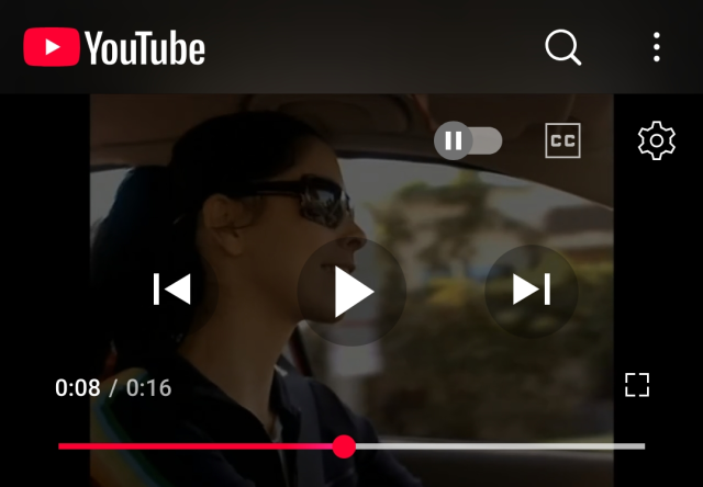 YouTube.com on mobile, showing the video controls. The right side of the video is extremely cluttered with buttons for auto play, closed captioning, setting, full screen, and a large Next Video button.