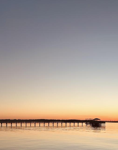 Sunset on a wooden dock in Hilton Head, SC