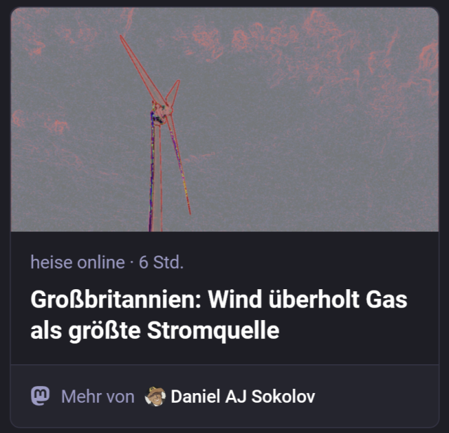 Ein Screenshot von einem Mastodon-Link auf Heise.de (ein Autoren-Link ist dabei)