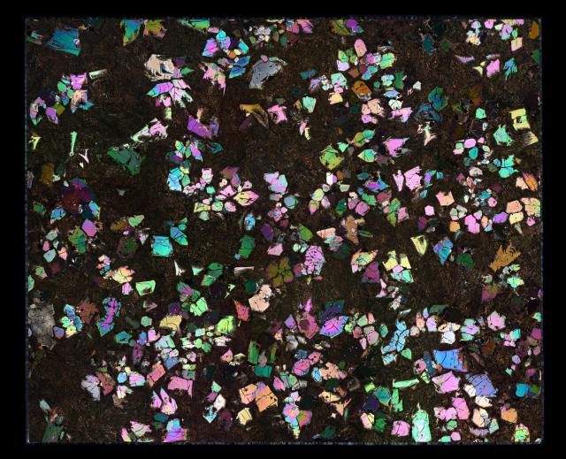 Thin Section of the Northwest Africa (NWA) 12774 Meteorite.

Solar Anamnesis, CC BY-NC-ND 2.0 via Flickr: https://flic.kr/p/2jF8qYx