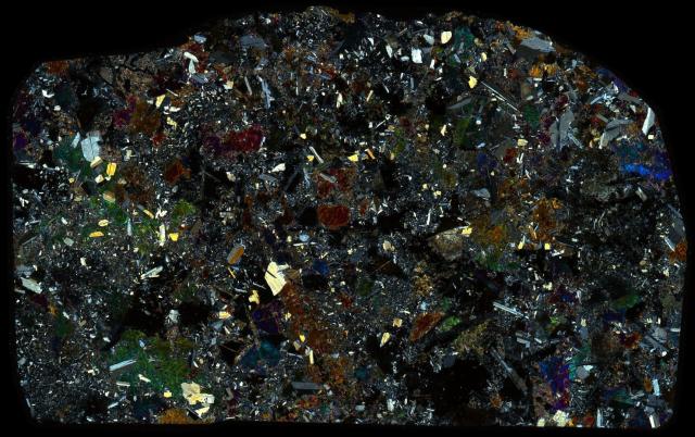 Juvinas Meteorite Thin Section - XPL HDR Pathscan Enabler.