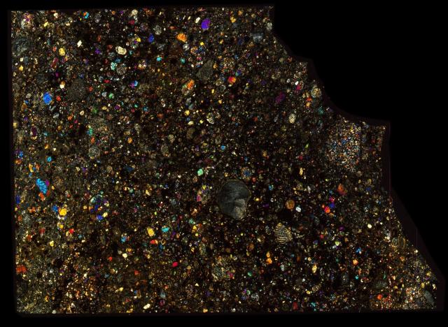 Northwest Africa (NWA) 11436 Meteorite Thin Section - XPL HDR Pathscan Enabler.