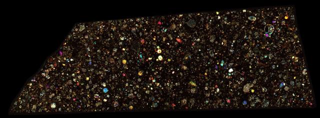 Northwest Africa (NWA) 6445 Meteorite Thin Section - XPL HDR Pathscan Enabler.