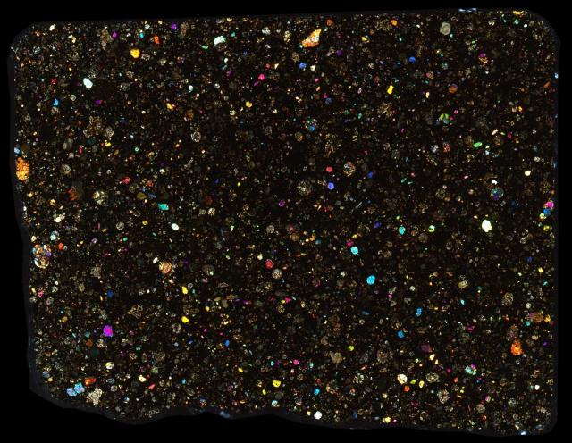 Kainsaz Meteorite Thin Section - XPL HDR Pathscan Enabler.