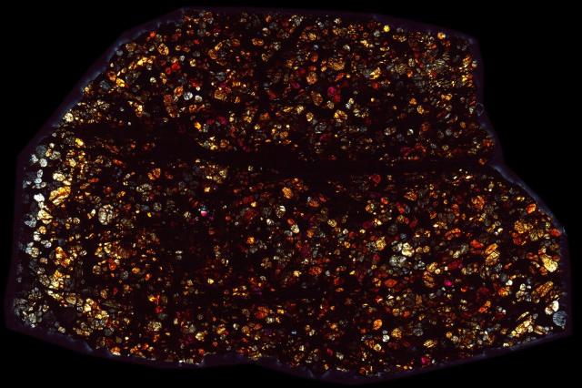 Northwest Africa (NWA) 4301 Meteorite Thin Section - XPL HDR Pathscan Enabler.