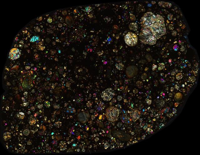Dhofar 535 Meteorite Thin Section - XPL HDR Pathscan Enabler.