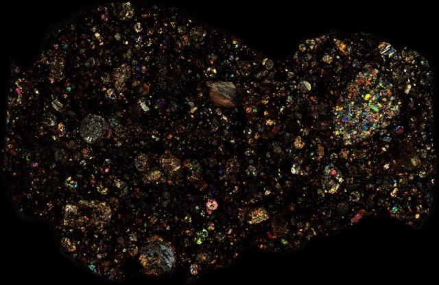 Northwest Africa (NWA) 2120 Meteorite Thin Section - XPL HDR Pathscan Enabler.