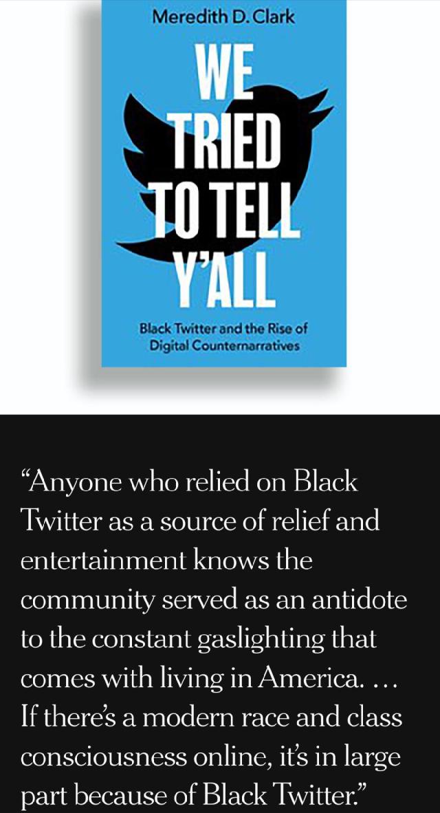 Book cover of Meredith D. Clark's "We tried to tell y'all" with some excerpt text from the NYT review