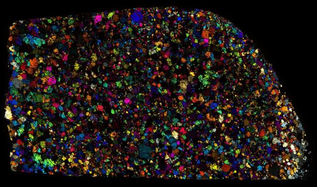 Northwest Africa (NWA) 5384 Meteorite Thin Section - XPL HDR Pathscan Enabler.