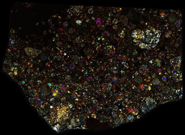 Talbachat n'aït Isfoul Meteorite Thin Section - XPL HDR Pathscan Enabler.