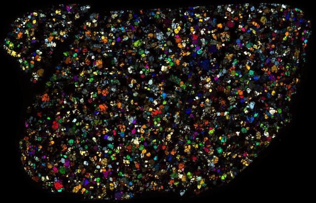 Northwest Africa (NWA) 2871 Meteorite Thin Section - XPL HDR Pathscan Enabler.