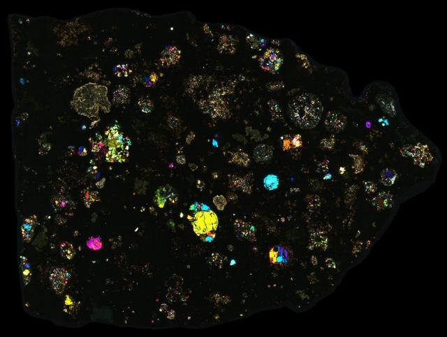 Northwest Africa (NWA) 2364 Meteorite Thin Section - XPL HDR Pathscan Enabler.